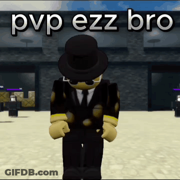 Cartoon Character In Suit And Top Hat Saying PVP Ezz Bro GIF