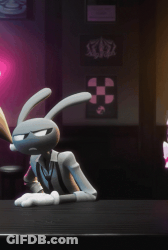 Cartoon Character In Suit Dancing In Dark Room GIF