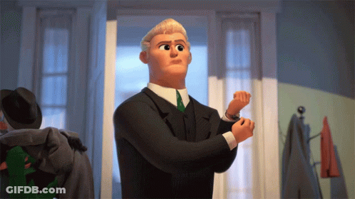 Cartoon Character In Suit Flying GIF