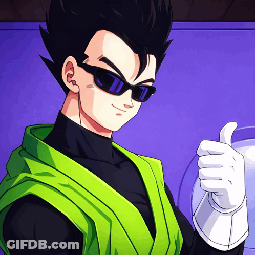 Cartoon Character In Sunglasses And Green Vest Thumbs Up GIF