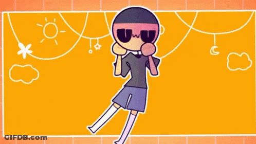 Cartoon Character In Sunglasses And Knee High Socks On Tiled Floor GIF