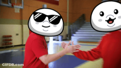 Cartoon Character In Sunglasses Shaking Hands GIF