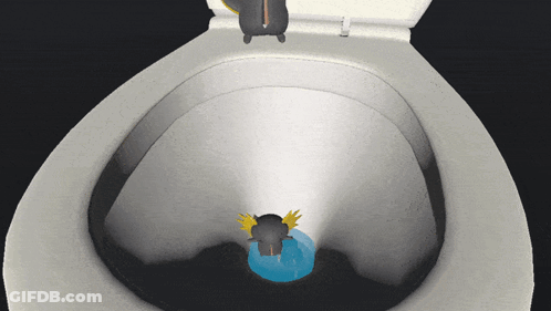 Cartoon Character In Toilet Bowl GIF