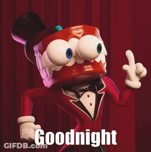 Cartoon Character In Top Hat And Bow Tie Saying Goodnight GIF