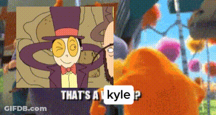 Cartoon Character In Top Hat And Bow Tie Talking To Orange Bear GIF
