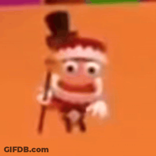 Cartoon Character In Top Hat Holding Cane GIF