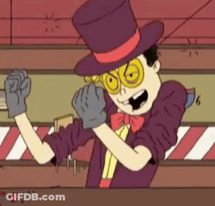 Cartoon Character In Top Hat Making Funny Face GIF