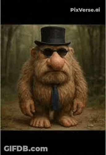 Cartoon Character In Top Hat Sunglasses And Tie GIF