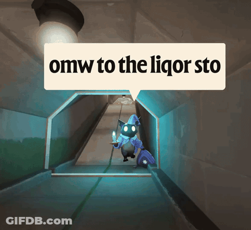 Cartoon Character In Tunnel Saying OMW To The Licor Sto GIF