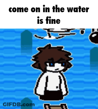 Cartoon Character In Water Come On In The Water Is Fine GIF