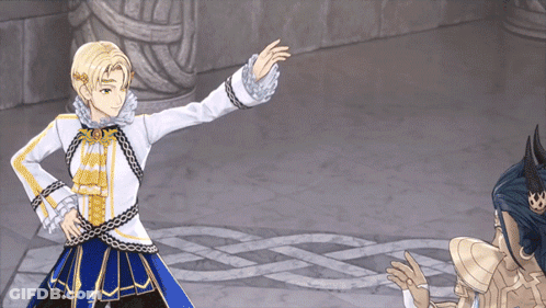 Cartoon Character In White And Gold Outfit Waving GIF