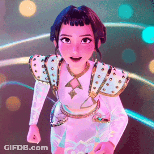 Cartoon Character In White Dress With Gold Studs GIF