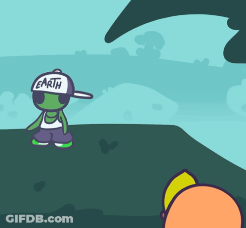 Cartoon Character In White Hat Saying Earth GIF
