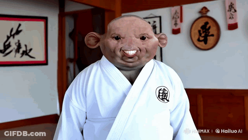Cartoon Character In White Robe With Chinese Characters GIF