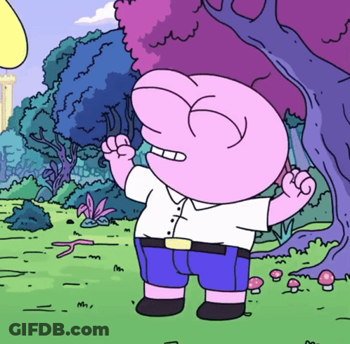 Cartoon Character In White Shirt And Blue Shorts GIF