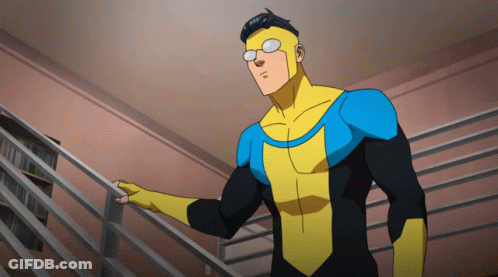 Cartoon Character In Yellow And Blue Superhero Suit GIF