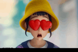 Cartoon Character In Yellow Hat And Heart Sunglasses GIF