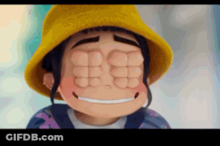 Cartoon Character In Yellow Hat Covering Eyes GIF