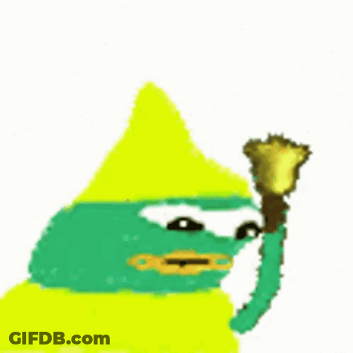 Cartoon Character In Yellow Hat Holding Gold Bell GIF
