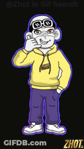 Cartoon Character In Yellow Hoodie And Purple Pants GIF