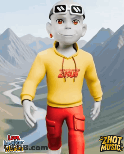 Cartoon Character In Yellow Hoodie Saying Zhot GIF