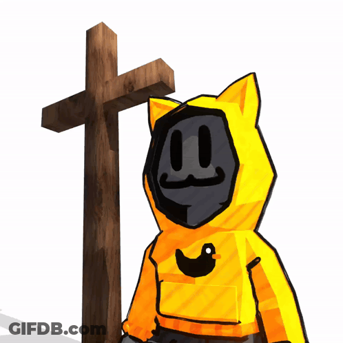 Cartoon Character In Yellow Hoodie With Duck GIF