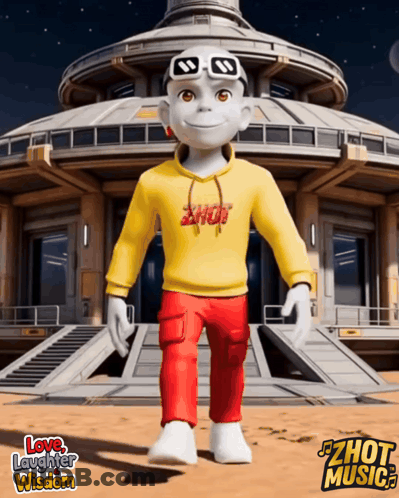 Cartoon Character In Yellow Hoodie With Hot GIF