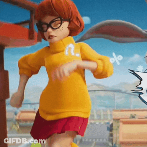 Cartoon Character In Yellow Sweater And Red Shorts GIF