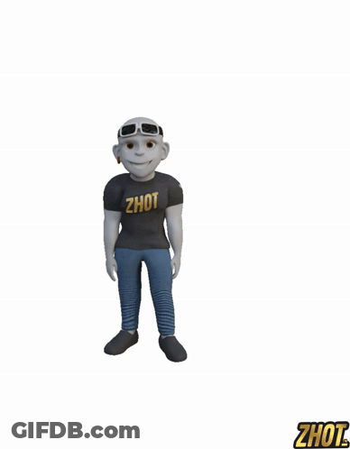 Cartoon Character In Zhot Shirt And Goggles GIF