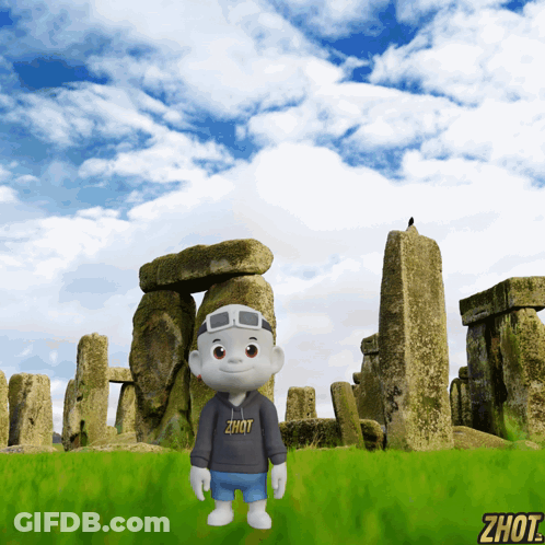 Cartoon Character In Zhot Sweatshirt By Stone Structures GIF
