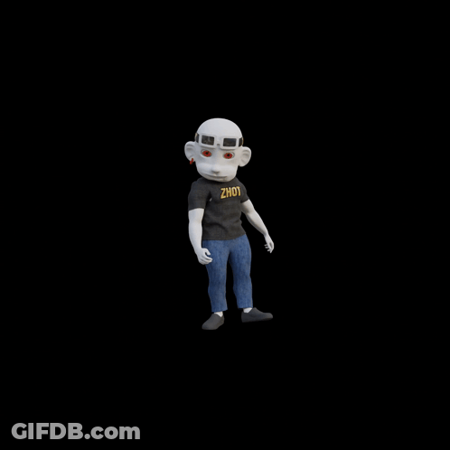 Cartoon Character In Zhou Shirt And Jeans GIF