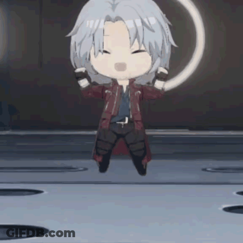 Cartoon Character Jumping Holding Ring GIF