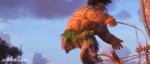 Cartoon Character Jumping In Air Holding Stick GIF