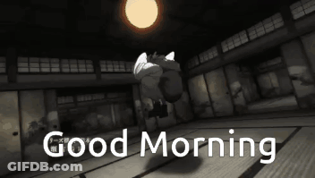 Cartoon Character Jumping With Good Morning GIF