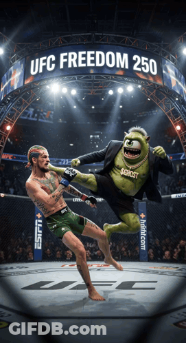 Cartoon Character Kicking Fighter UFC Freedom 250 GIF