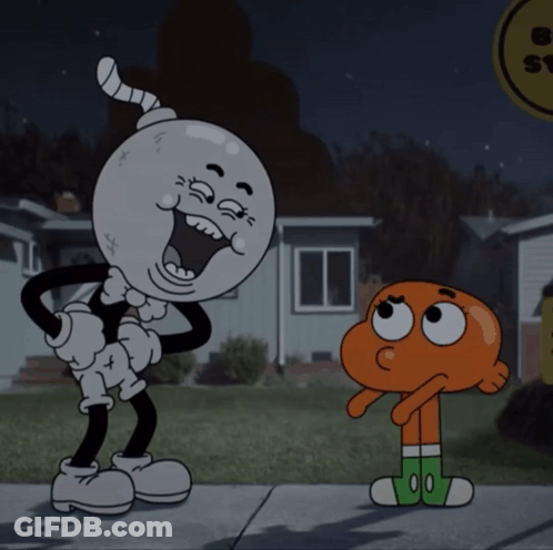Cartoon Character Laughing Bomb On Head Beside Another GIF