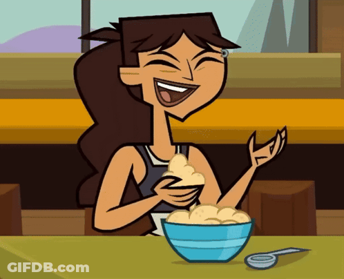 Cartoon Character Laughing Holding Bowl Of Cereal GIF