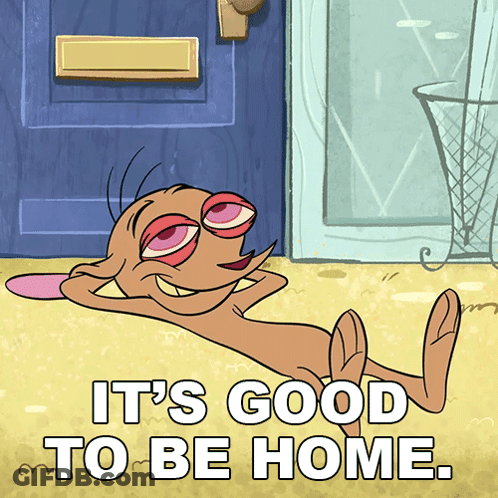 Cartoon Character Laying Down It's Good To Be Home GIF
