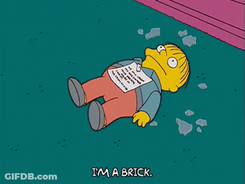 Cartoon Character Laying Down Saying I'm A Brick GIF
