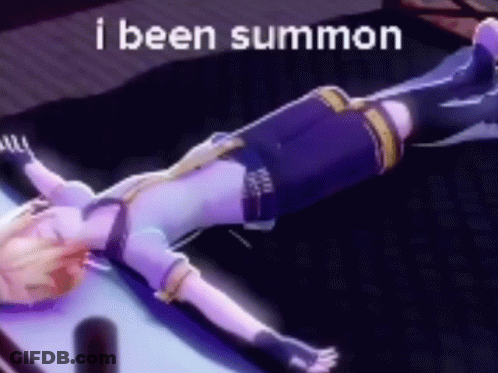Cartoon Character Laying On Bed Saying I Been Summon GIF