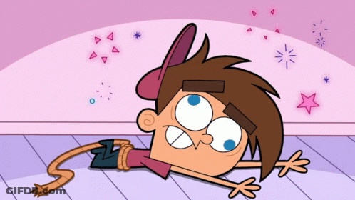 Cartoon Character Laying On Floor Pink Background GIF