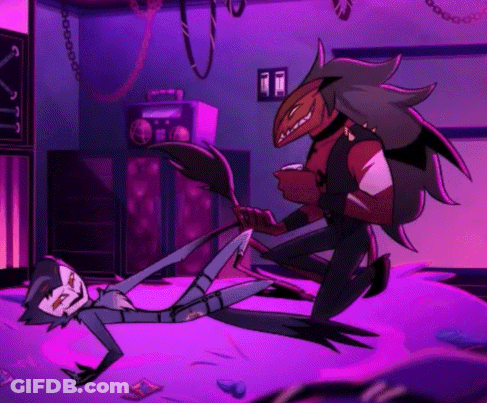 Cartoon Character Laying On Floor With Purple Background GIF
