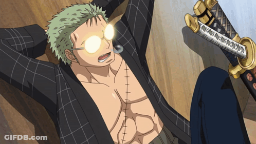 Cartoon Character Laying On Floor With Sword And Glasses GIF