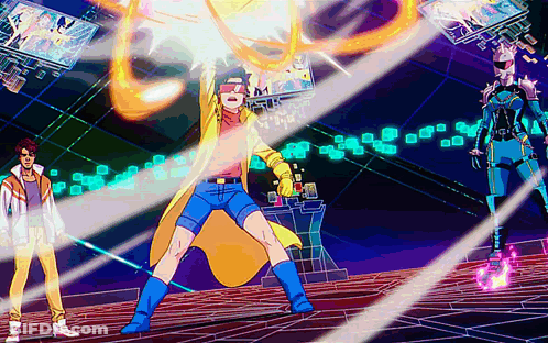 Cartoon Character Legs With Purple Light From Feet GIF