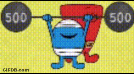 Cartoon Character Lifting 500 Barbell GIF