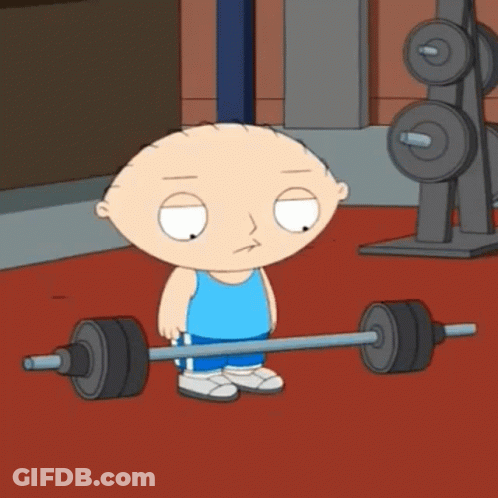 Cartoon Character Lifting Barbell Funny Face GIF