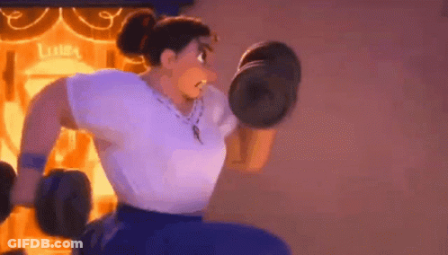 Cartoon Character Lifting Dumbbell And Boxing Gloves GIF
