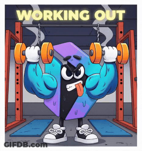 Cartoon Character Lifting Dumbbells GIF