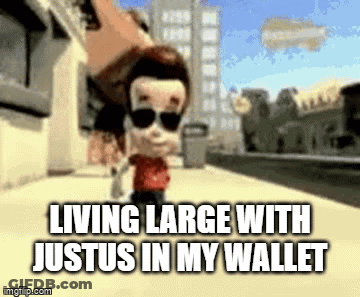 Cartoon Character Living Large With Justus In My Wallet GIF