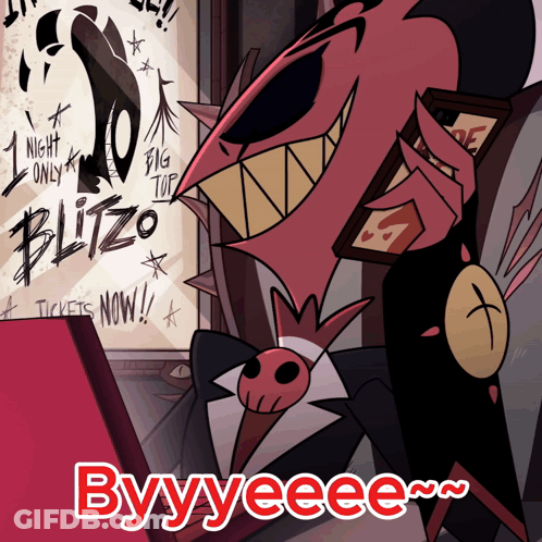 Cartoon Character Looking At Blitzo Poster GIF